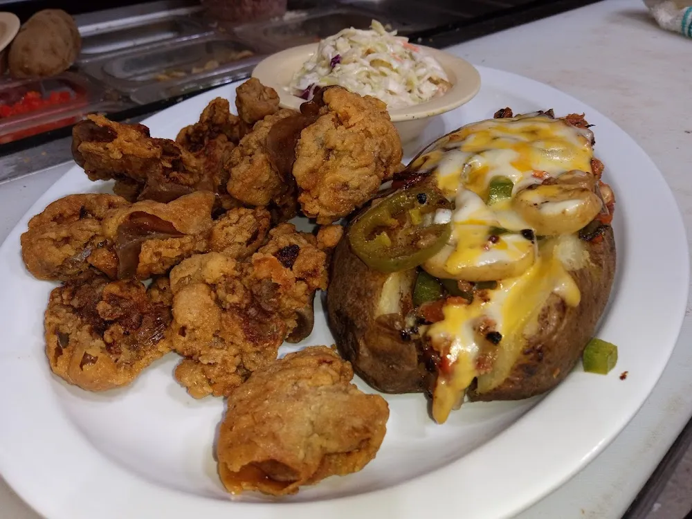 Chicken Livers Loaded Bake Potatoe